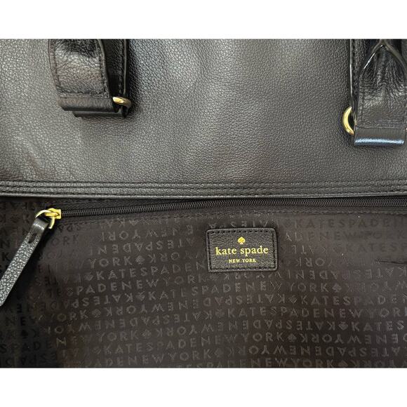 KATE SPADE Bow Black Leather Tote Shoulder Strap Bag Purse Primrose Hill Goldie - Picture 11 of 11